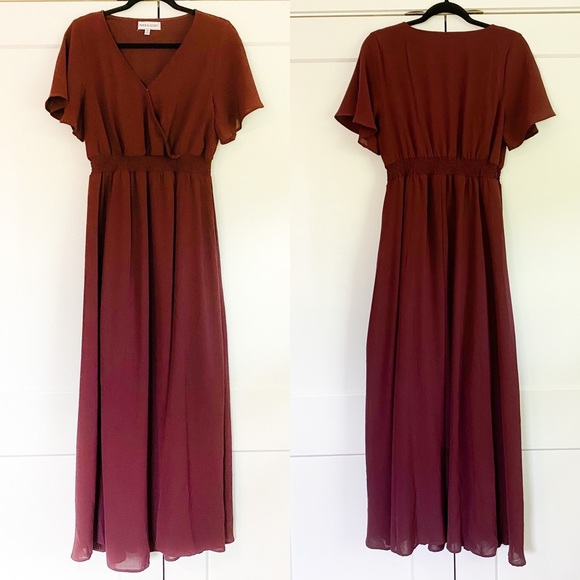 Dresses & Skirts - Piper & Scoot Short Sleeve Wine Color Maxi Dress